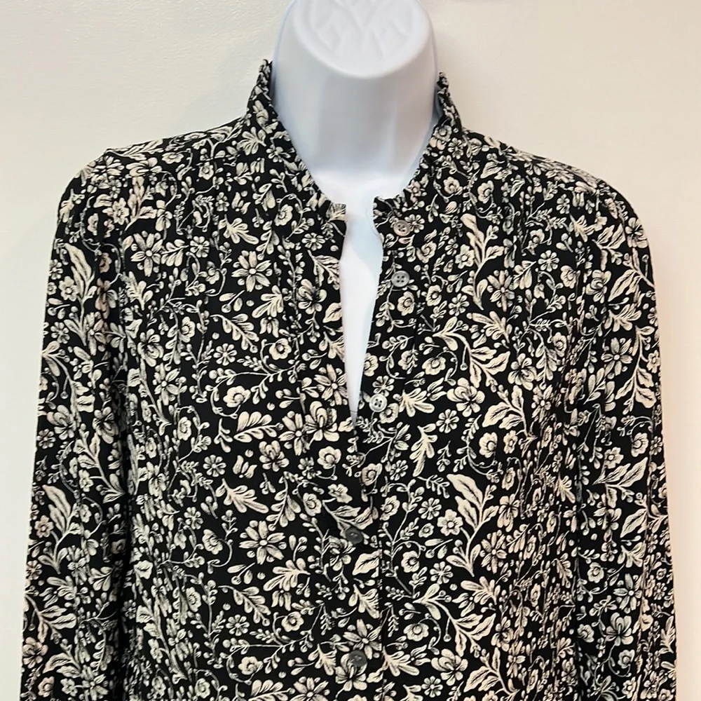 J Crew Swingy Antique Floral Print Black & Cream Dress Small - Picture 2 of 7